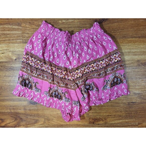 New Angie Pink Paisley Size M Pull On Shorts Boho - Picture 4 of 4